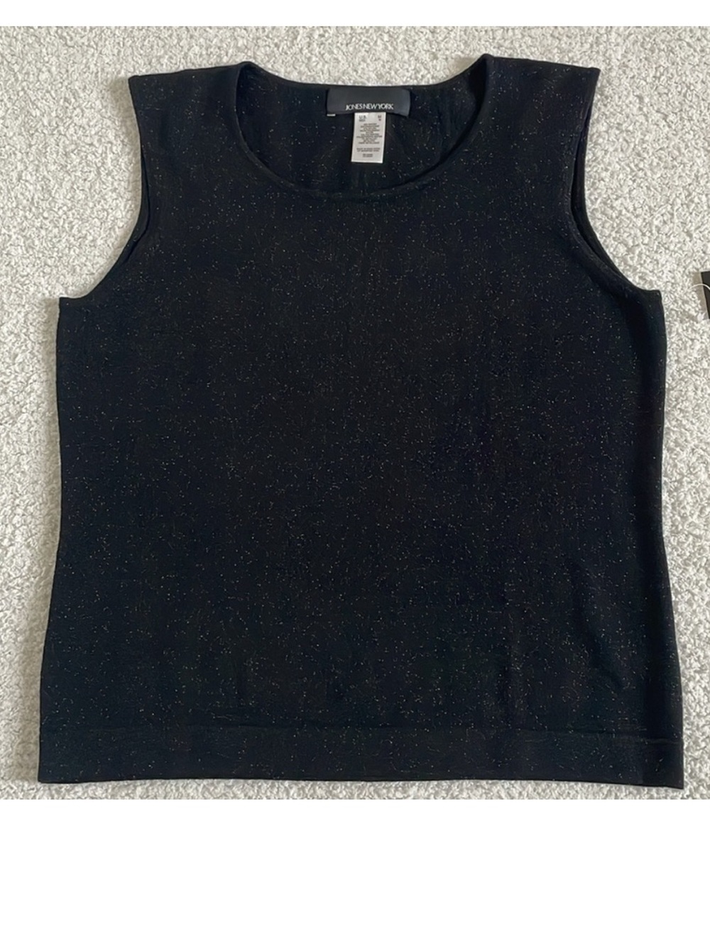 JONES NEW YORK SLEEVELESS SHIMMERY BLACK SWEATER- SIZE M